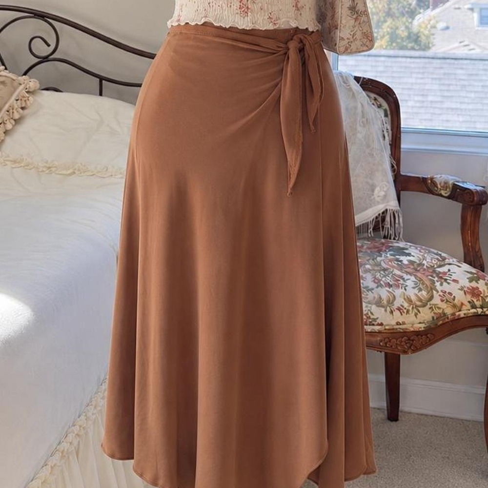 Brown fairy midi skirt Y2K vintage asymmetrical fairycore skirt